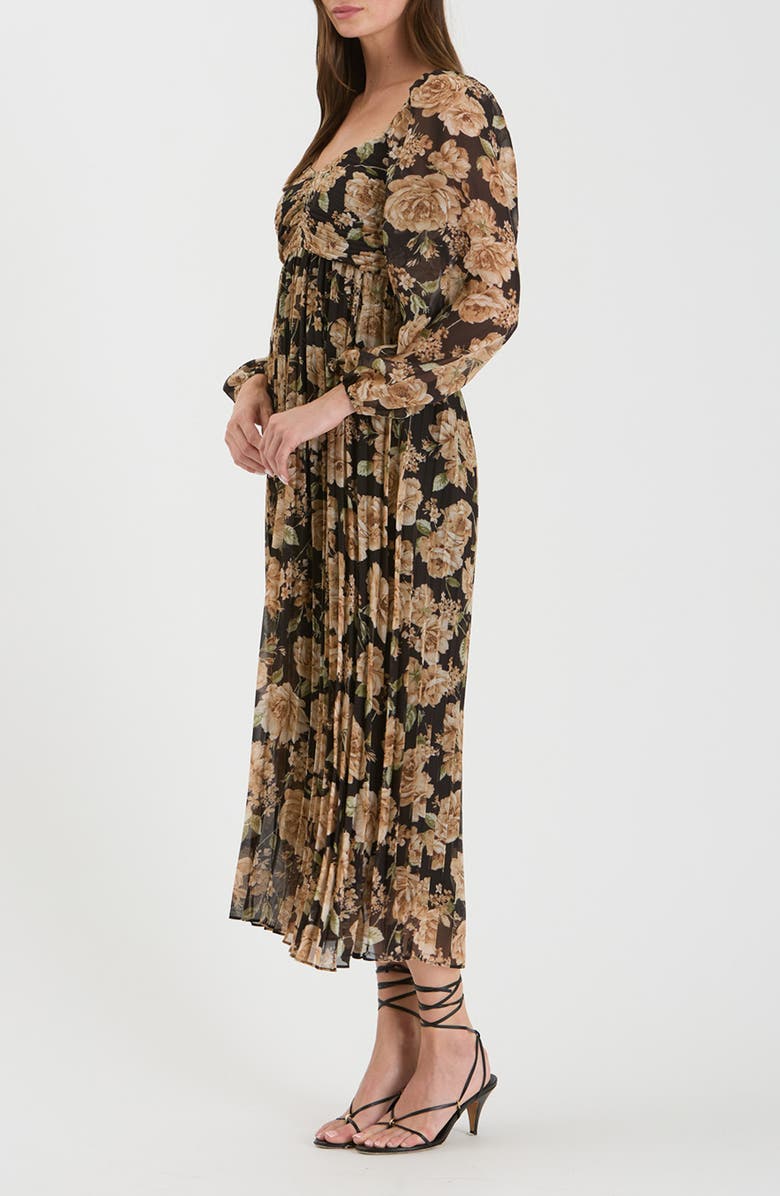 AUGUST SKY Floral Long Sleeve Empire Waist Maxi Dress, Alternate, color, Black Multi