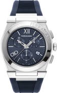 FERRAGAMO Vega Chronograph Silicone Strap Watch, 42mm
