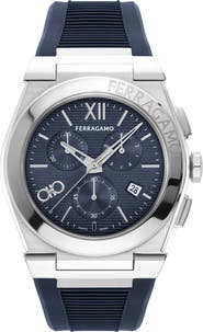 FERRAGAMO Vega Chronograph Silicone Strap Watch, 42mm