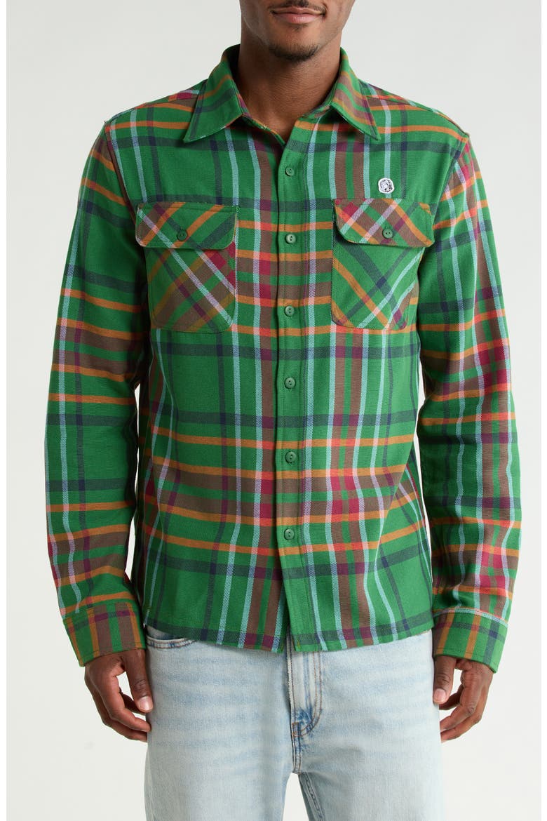 BB Moonshot Plaid Cotton Buttoin-Up Shirt, Main, color, EDEN