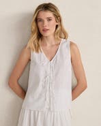 Haven Well Within Organic Cotton Eyelet Tie-Front Tank