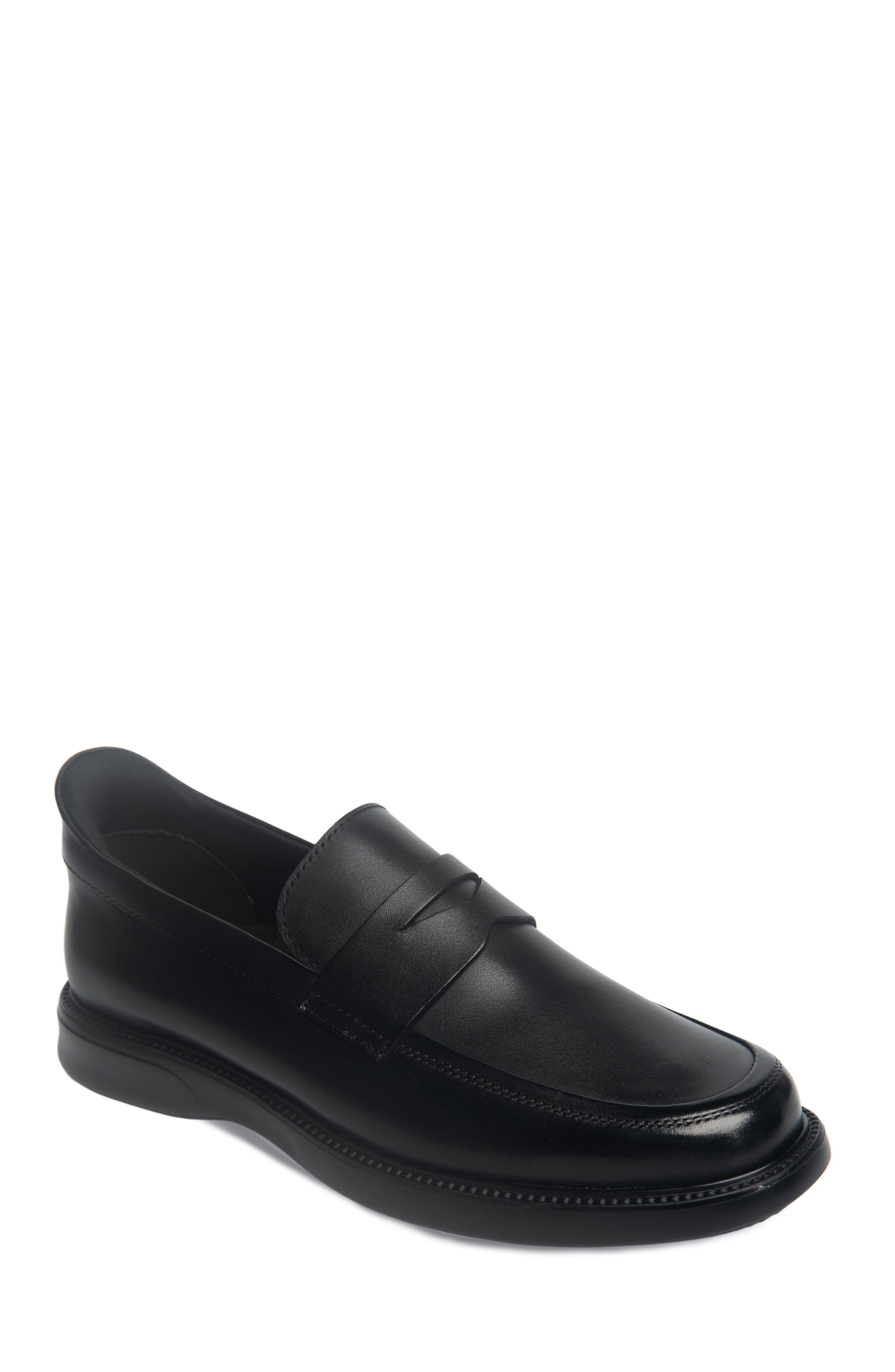 Joseph Street Hands Free Technology Leather Penny Loafer, Main, color, Black Napa Leather
