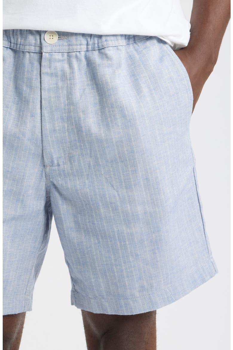 Kurt Stripe Cotton & Linen Shorts, Alternate, color, LIGHT BLUE
