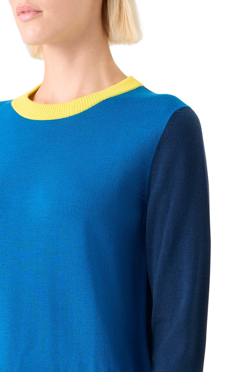 Akris punto Colorblock Virgin Wool Sweater, Alternate, color, Cobalt Blue-Multi
