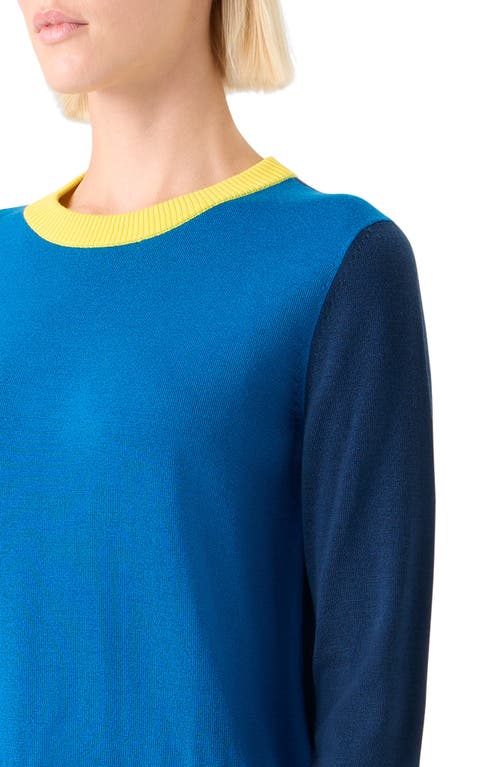 Akris Punto Colorblock Virgin Wool Sweater In Blue