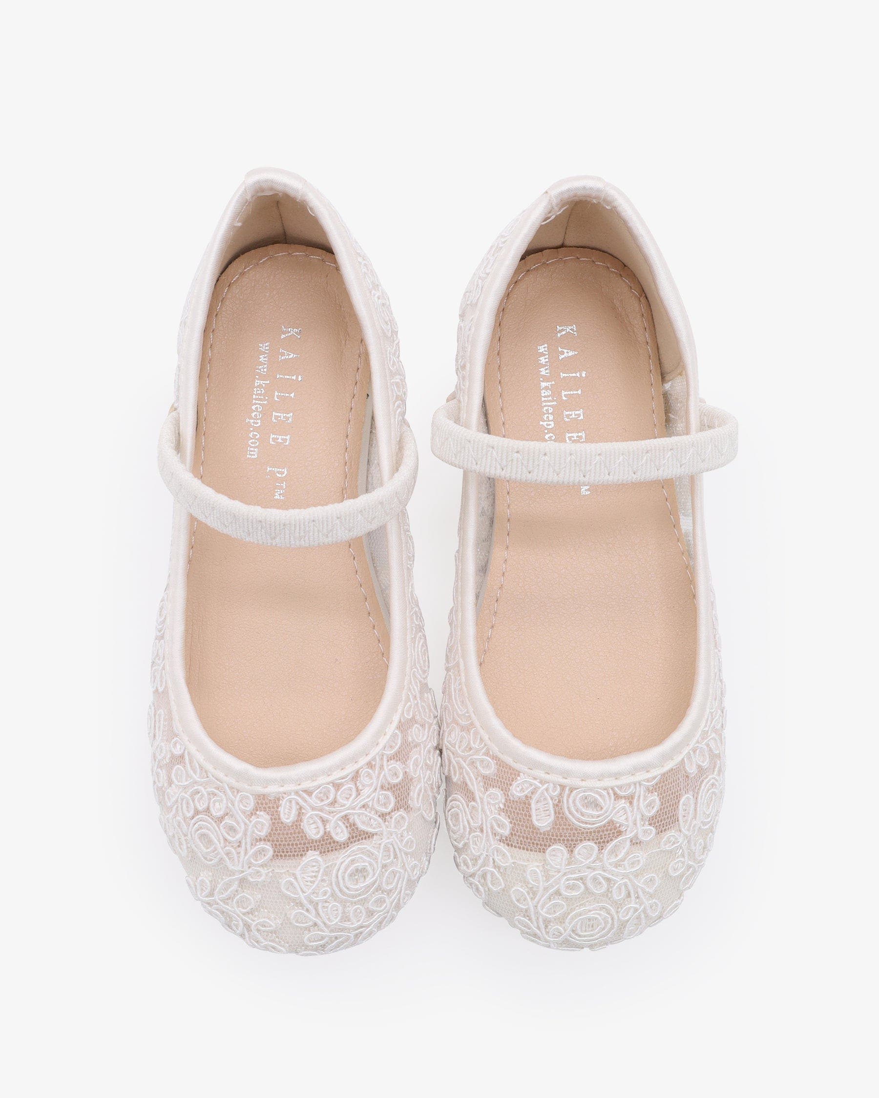 Kailee P Pas Crochet Lace Mary Jane Flats, Alternate, color, Ivory
