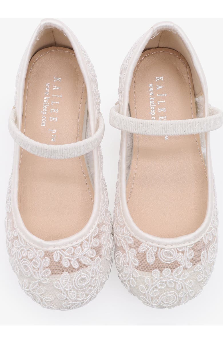 Kailee P Pas Crochet Lace Mary Jane Flats, Alternate, color, Ivory
