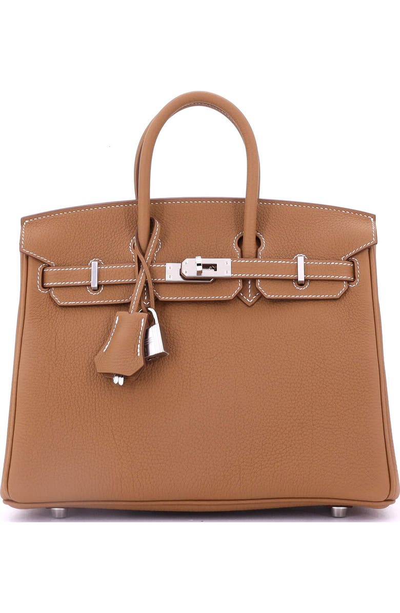 Pre-Owned Hermes Birkin Handbag Brown Togo with Palladium Hardware 25, Main, color,