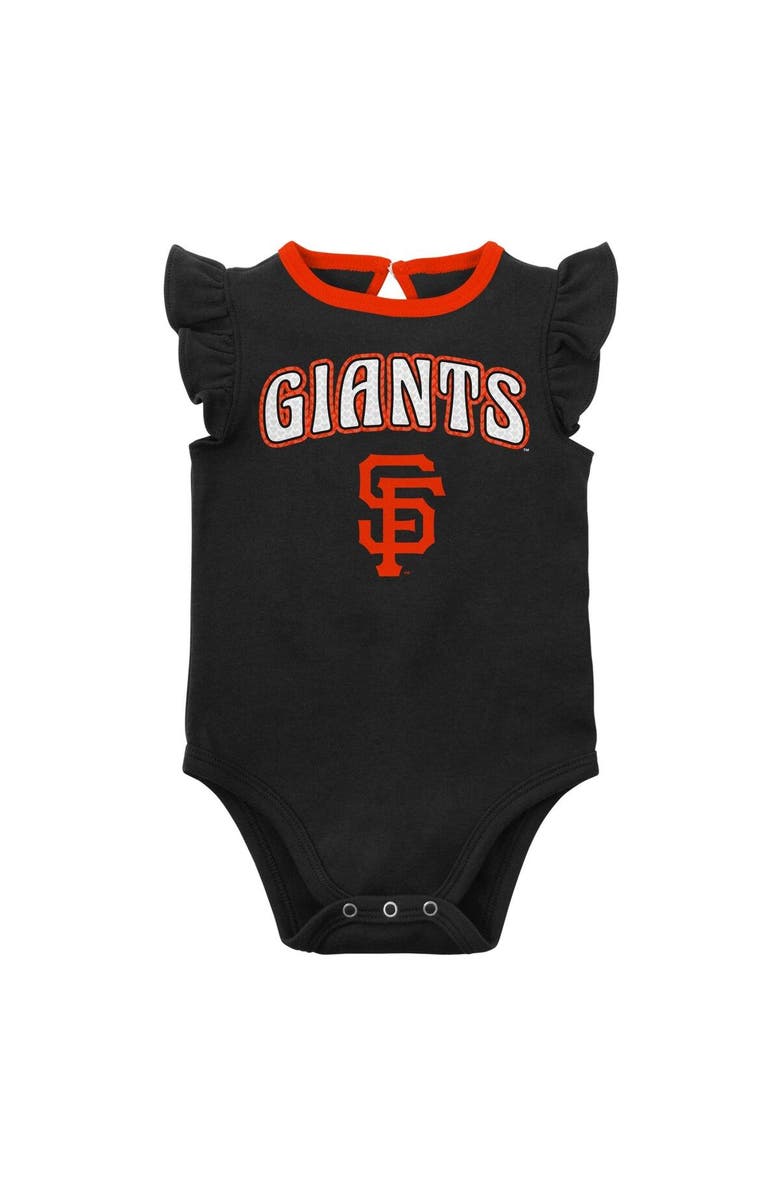 Outerstuff Girls Newborn & Infant Black/Heather Gray San Francisco Giants Little Fan Two-Pack Bodysuit Set, Alternate, color, Black