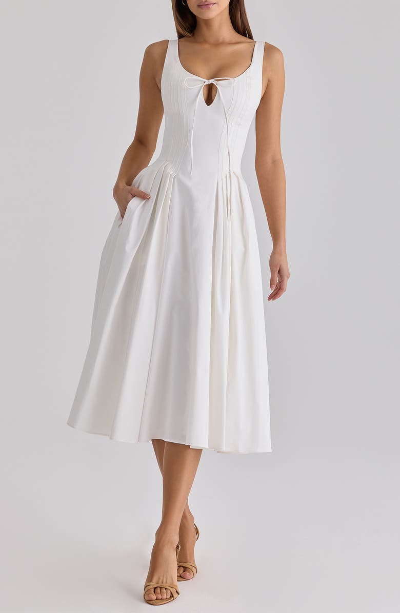 HOUSE OF CB Alira Keyhole Cotton Dress, Alternate, color, White