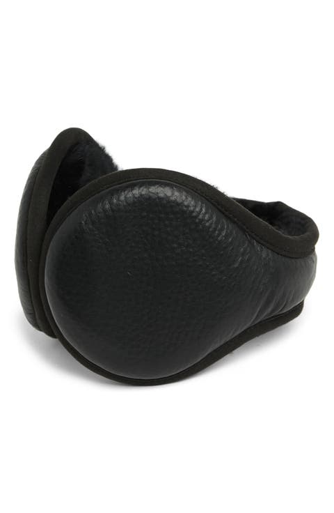 Leather Wrapped Genuine Shearling Ear Muffs