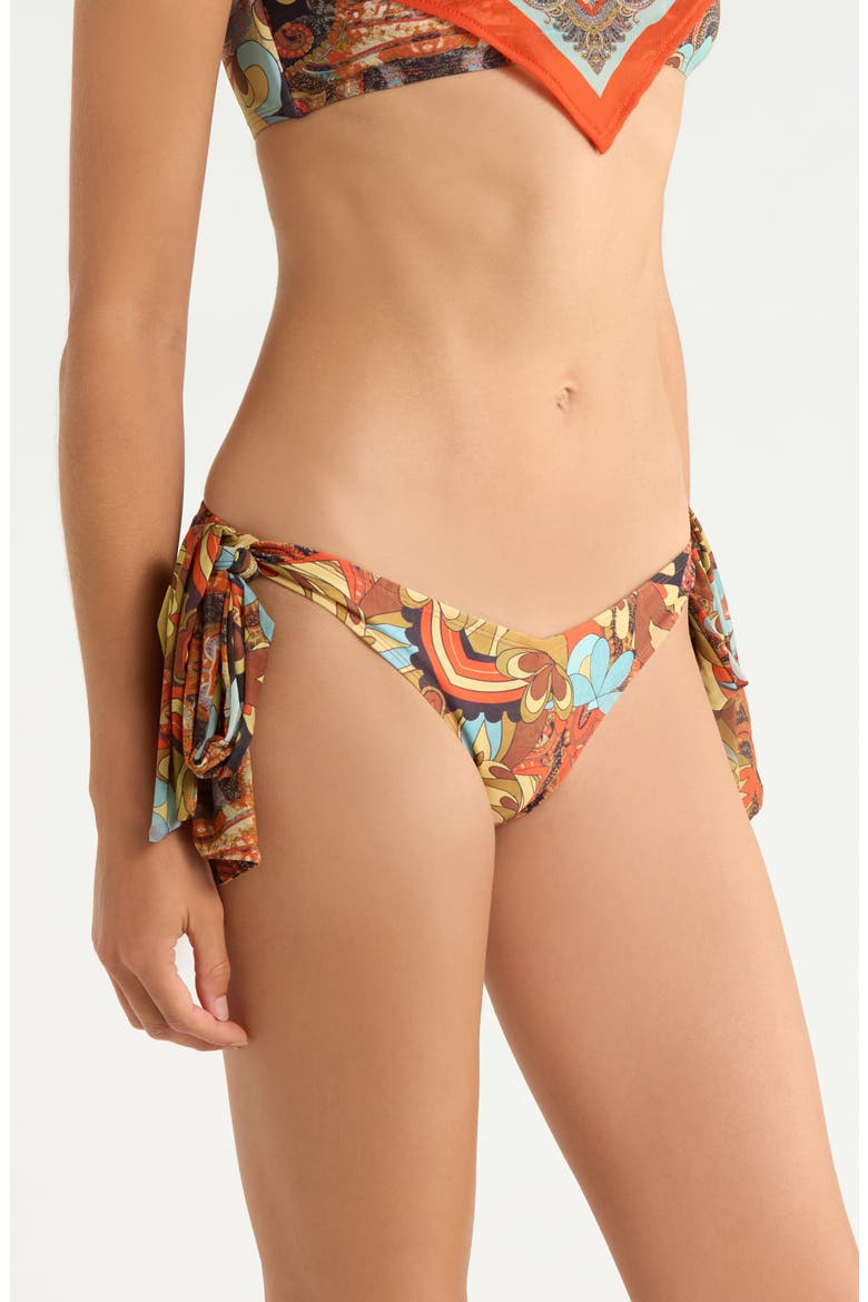 Scarf Side Tie Bikini Bottoms, Alternate, color, ORANGE