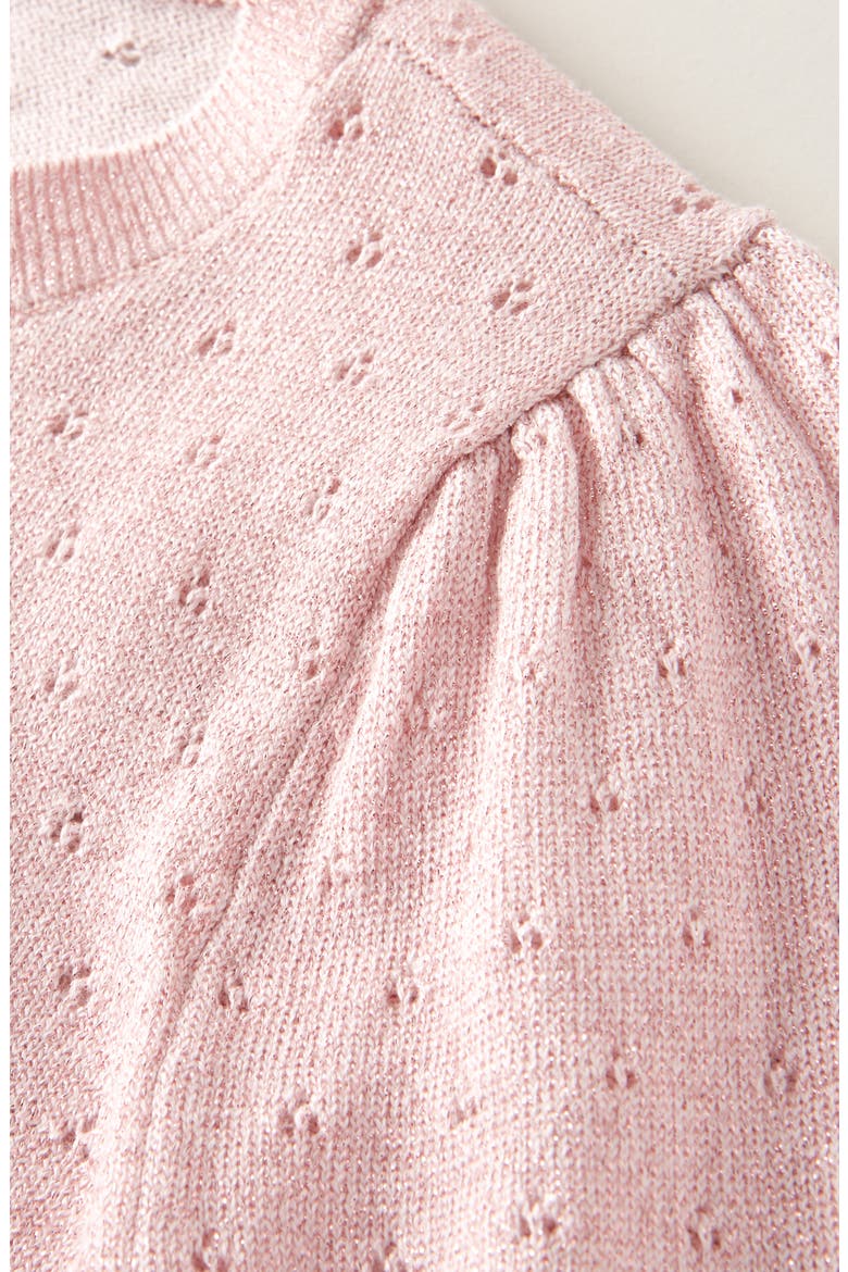 Kids' Pointelle Sparkle Cardigan, Alternate, color, PINK AMOUR