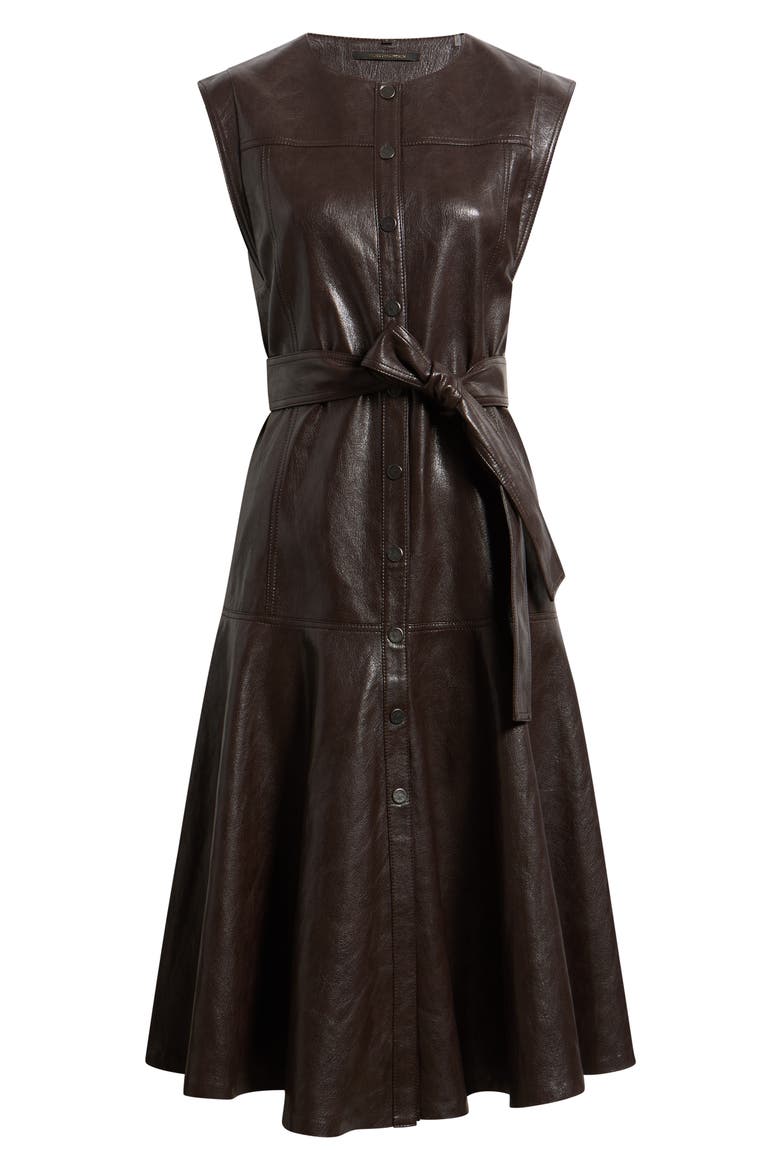 Brenda Faux Leather Shirtdress, Alternate, color, DARK BROWN