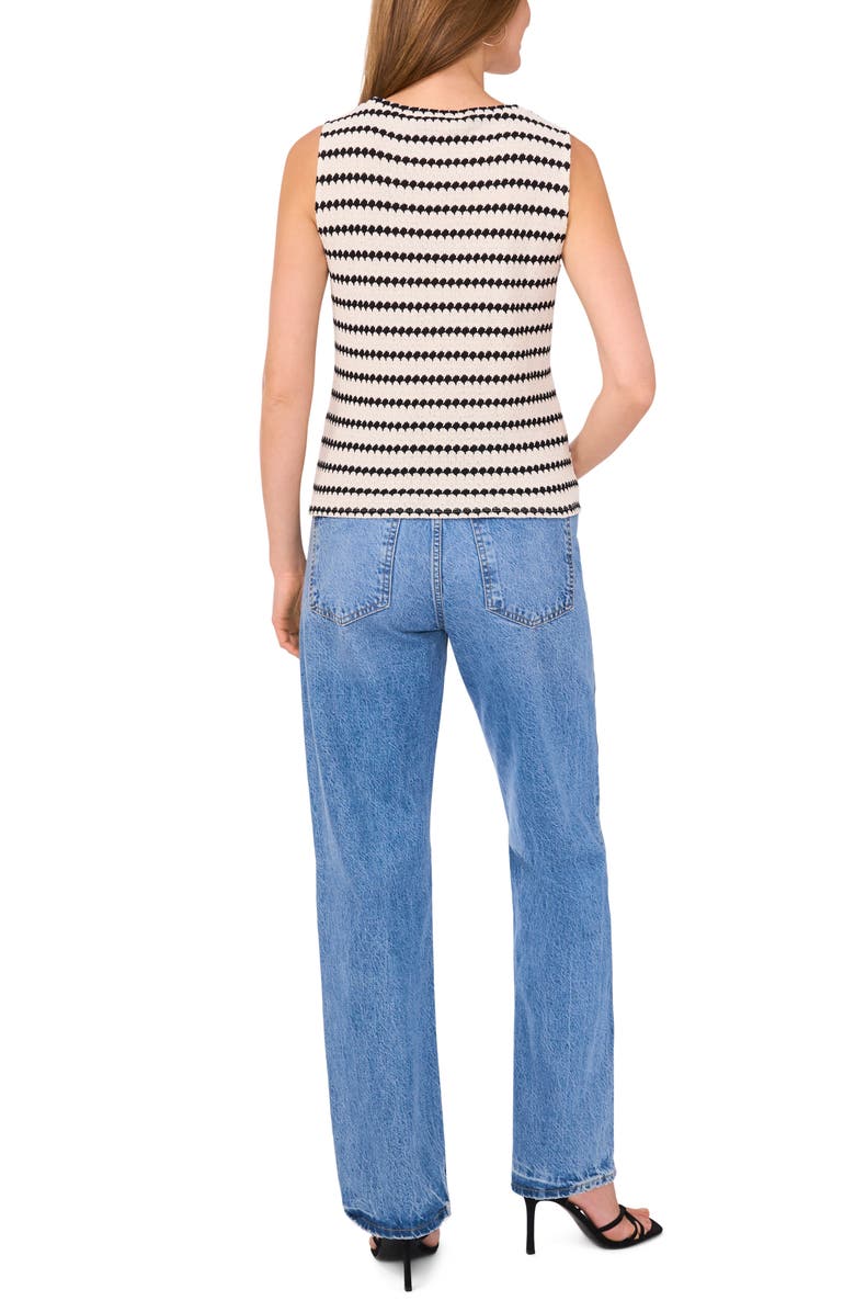 Vince Camuto Chevron Stripe Sleeveless Top, Alternate, color, New Ivory