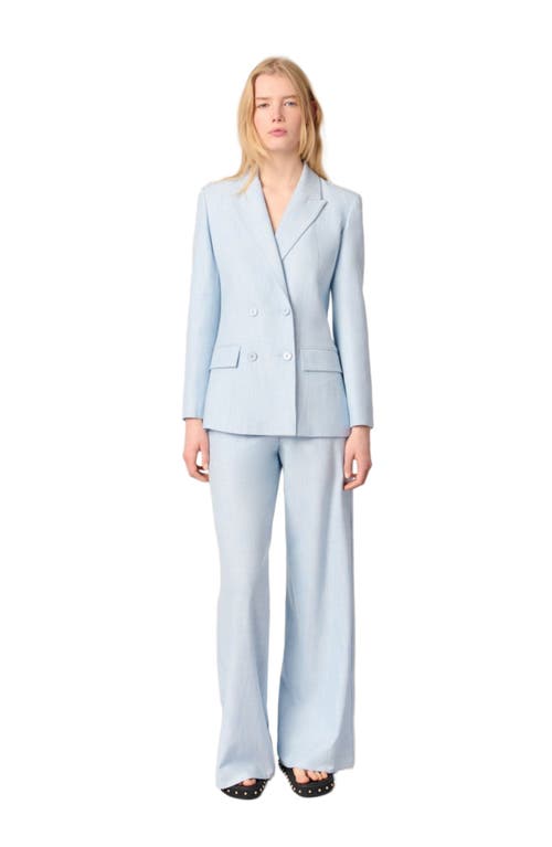Maje Womens Double-breasted Peak-lapel Stretch-woven Blazer Bleus In Blue Sky