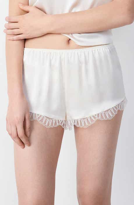 Etam Lace Trim Silk Shorts