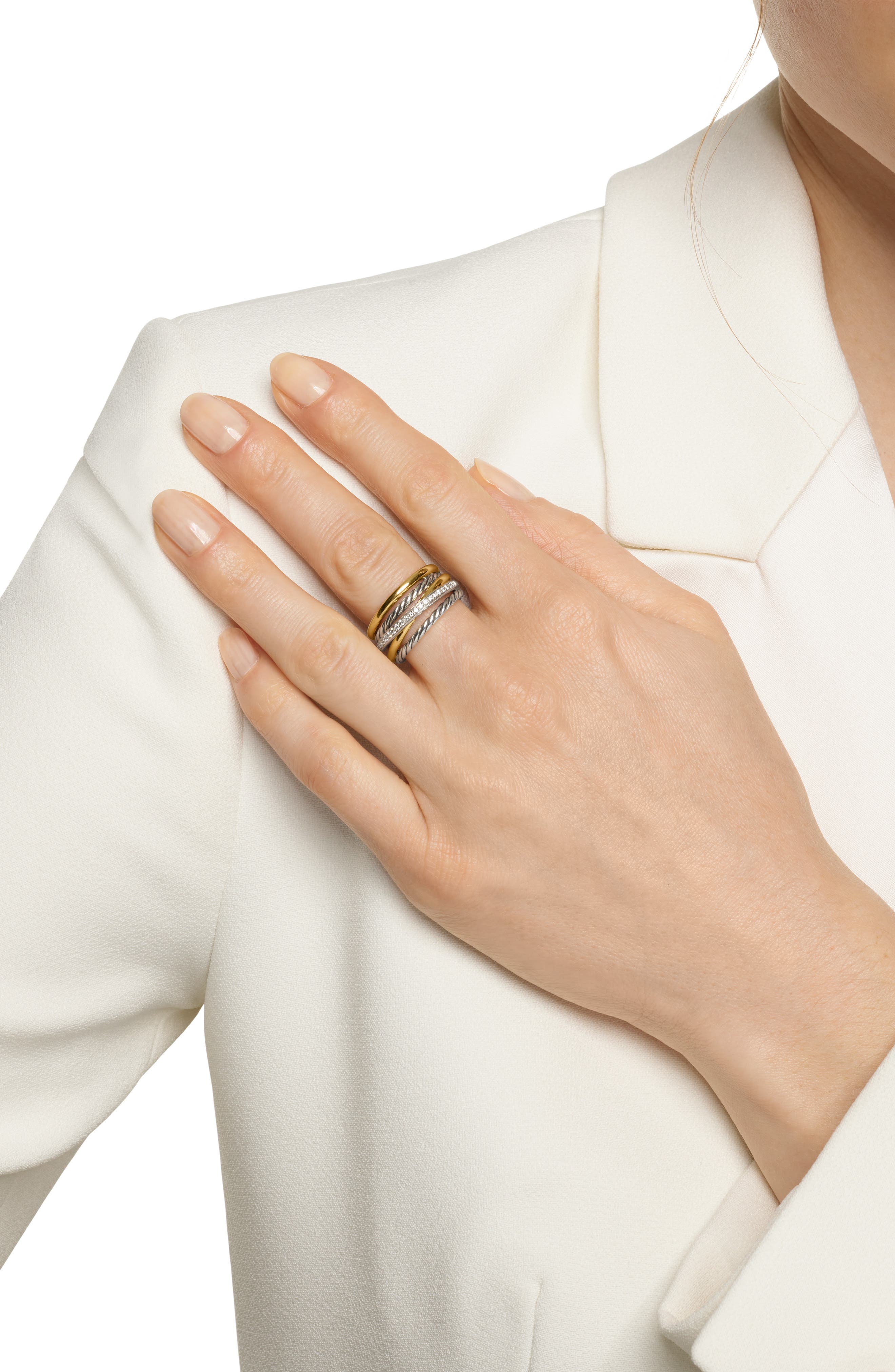 David Yurman Crossover 18k Gold & Sterling Silver Diamond Ring (Women ...