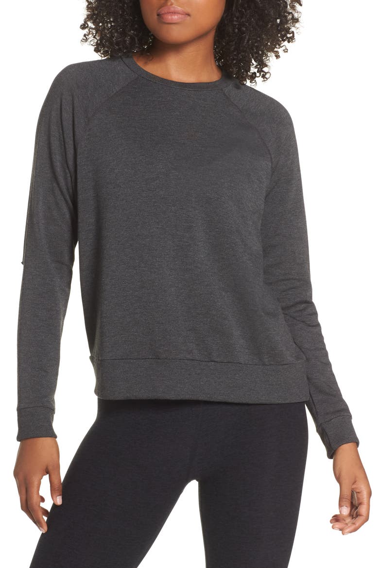 Slashes Raglan Sleeve Sweater, Main, color, CHARCOAL HEATHER