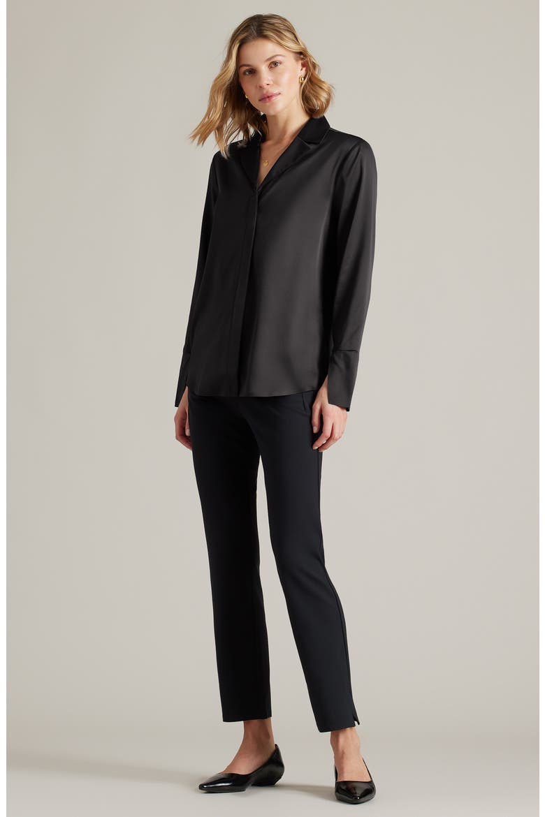 Notch Collar Party Blouse, Alternate, color, BLACK