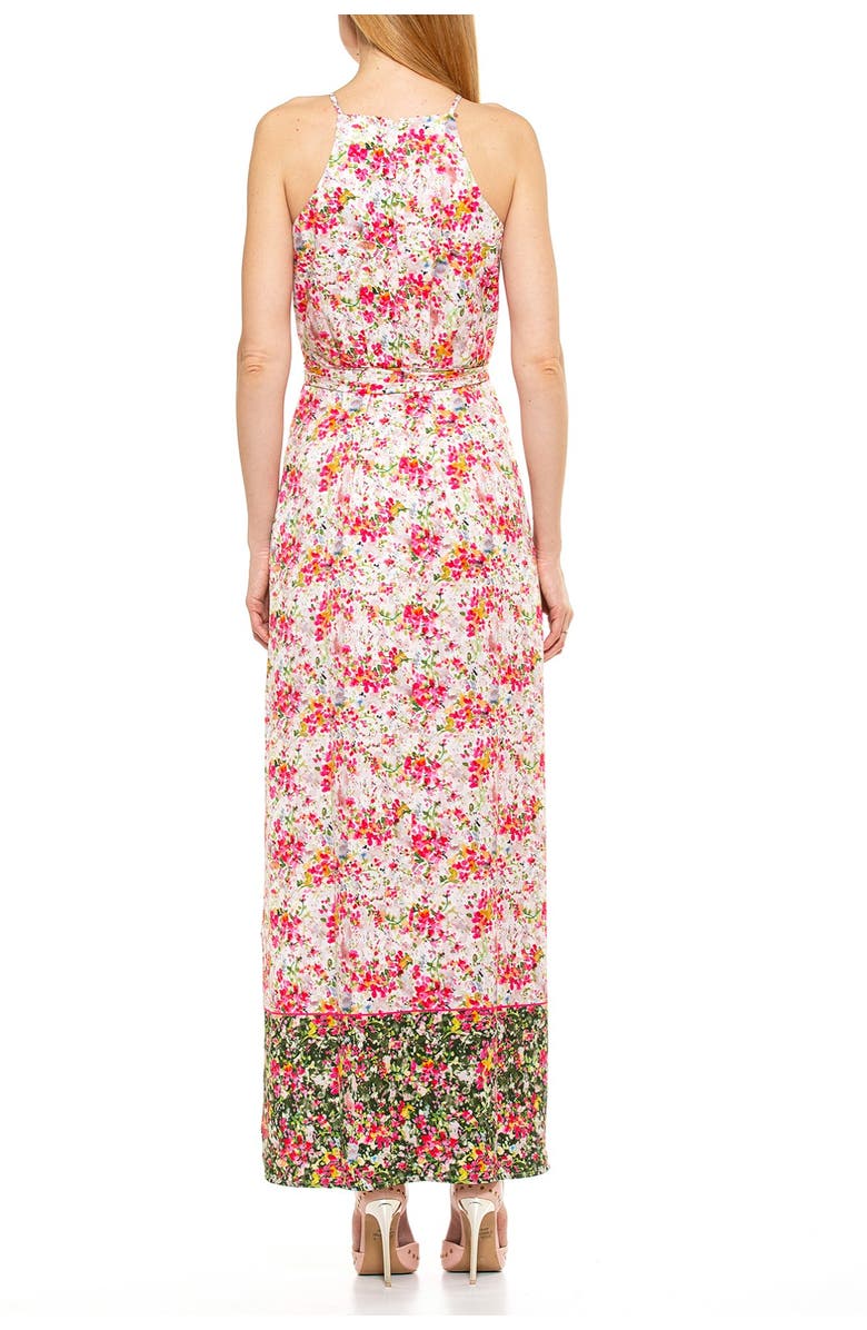 Alexia Admor Monica Floral Print Belted Maxi Dress, Alternate, color, 