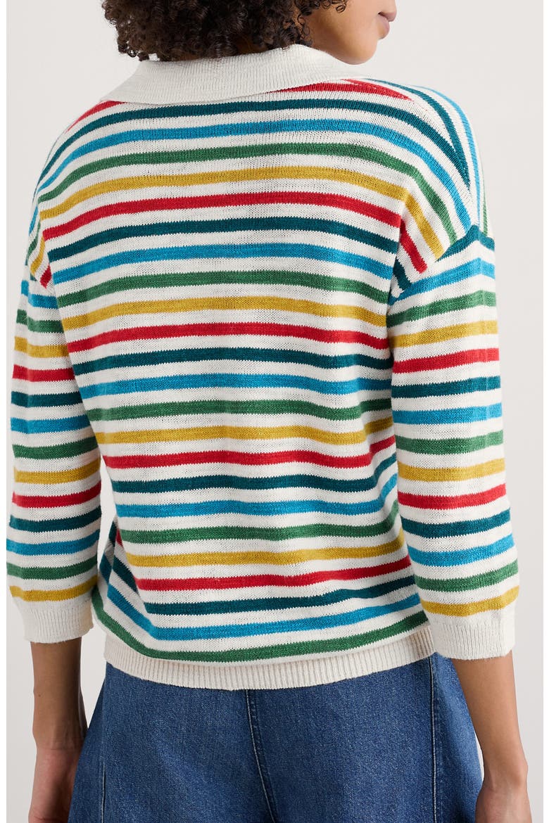 Gwynver Stripe Johnny Collar Sweater, Alternate, color, KNIT MINI CORNISH RASPBERRY
