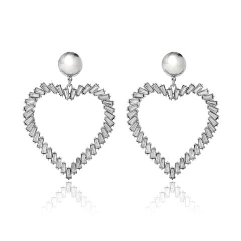 BCBGeneration Silver-Tone Heart Hoop Earrings