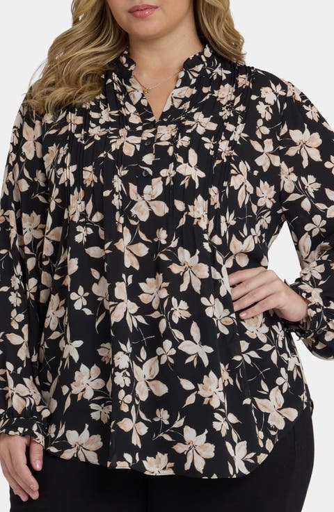 Pleat Front Tunic Top (Plus Size)