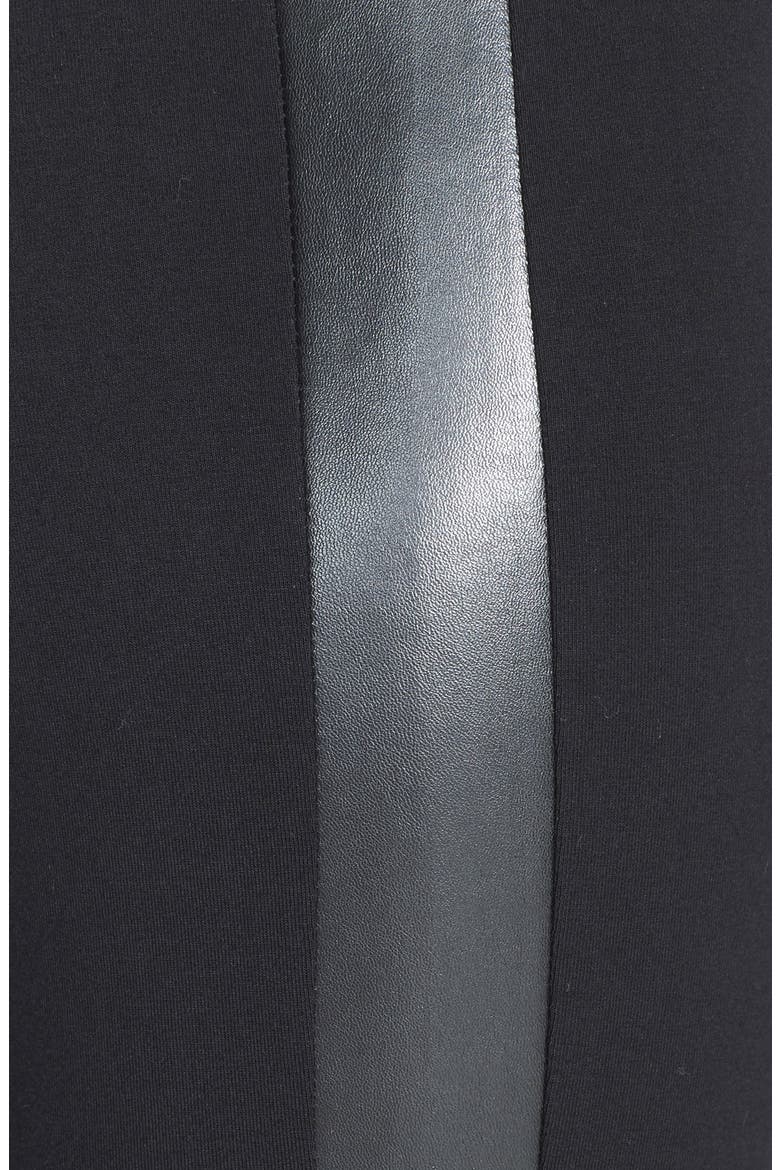 Faux Leather Stripe Leggings, Alternate, color, BLACK