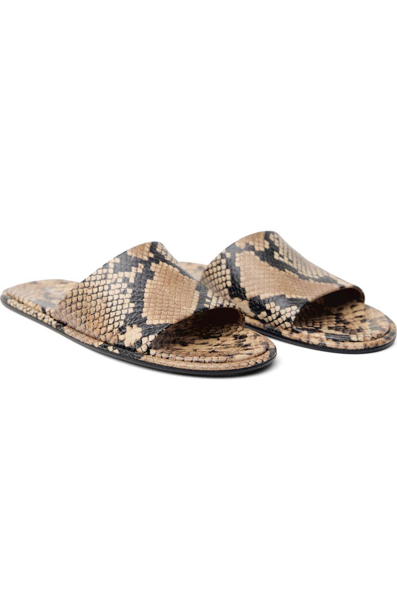 MANGO Snake Embossed Slide Sandal, Main, color,