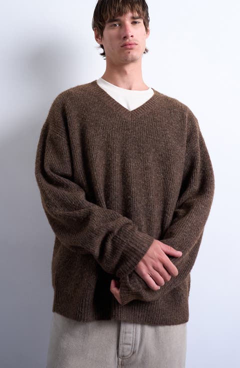 Oversize V-Neck Rib Sweater