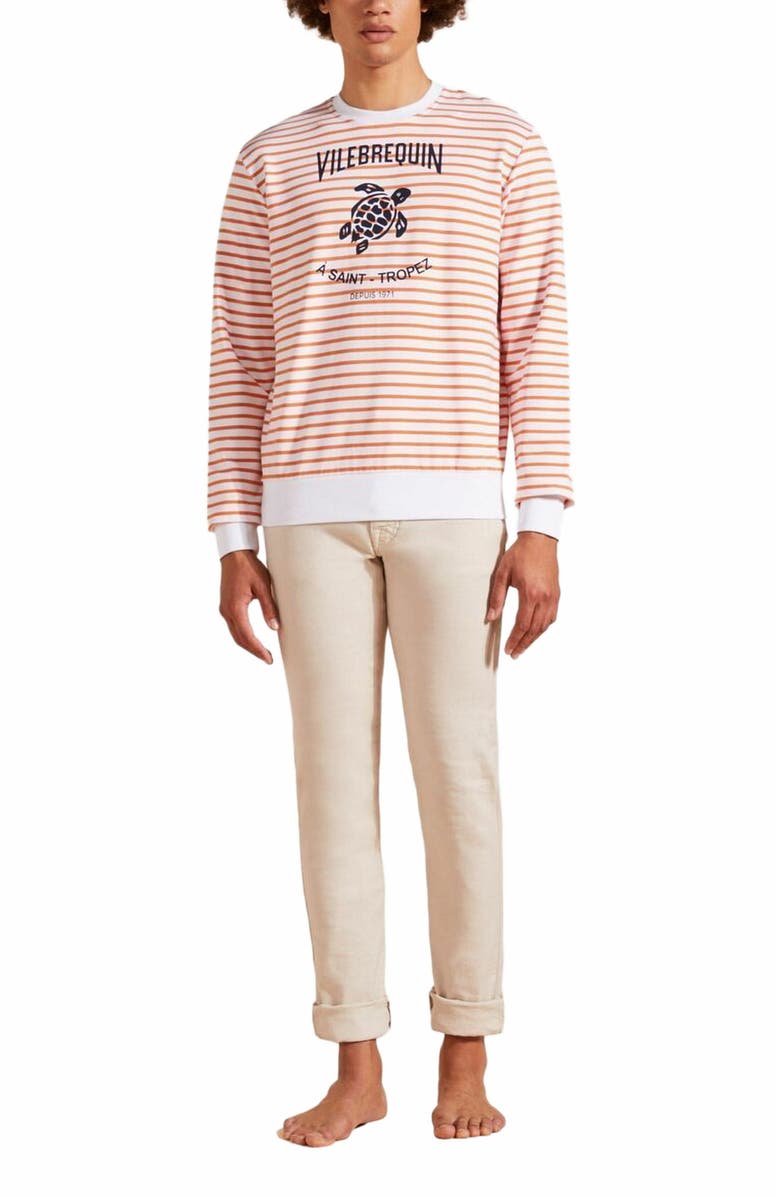 Vilebrequin Men's Cotton Striped Crewneck Sweatshirt, Main, color, Carotte