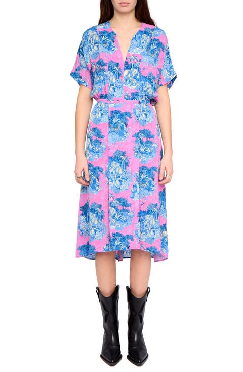 Riaz Wild Jungle Print Crepe Midi Dress