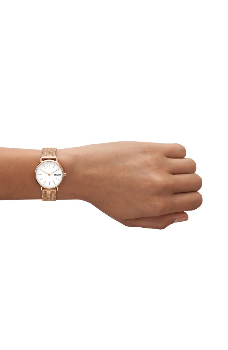 Skagen Signature Lille Mesh Strap Watch & Leather Straps Gift Set, 00mm, Alternate, color,