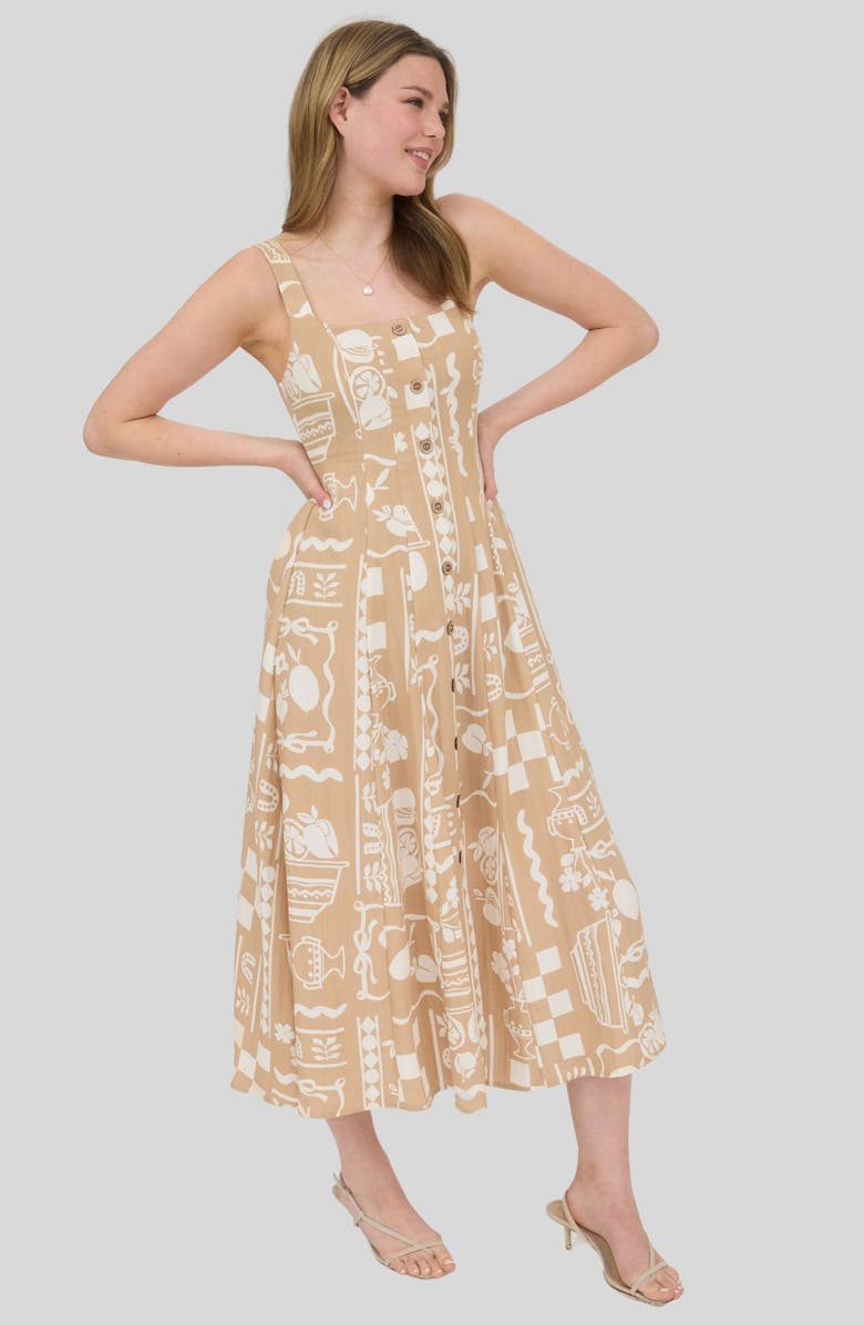 Blu Pepper Mixed Print Midi Sundress, Alternate, color, Khaki