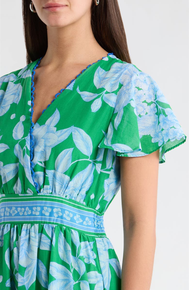 SUGARLIPS Verben Floral Print Surplice Neck Dress, Alternate, color, Kelly-Blues