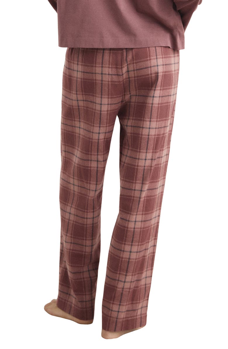 MANGO Check Cotton Flannel Pajamas, Alternate, color, Russet