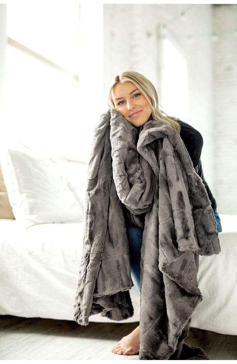 Minky Couture Sorbet Charcoal Blanket, Alternate, color, Gray