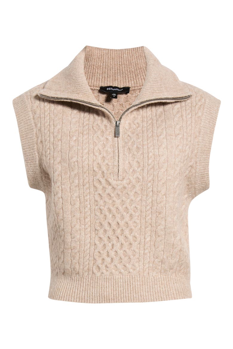 Cable Knit Quarter Zip Sweater Vest, Alternate, color, SIMPLY TAUPE