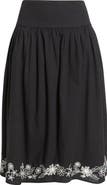 Treasure & Bond Embroidered Hem Cotton Midi Skirt