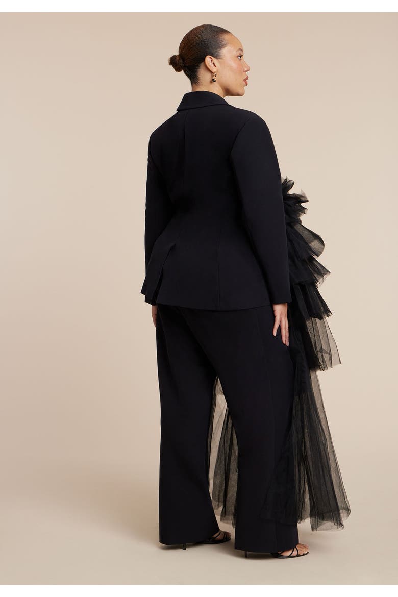 Dramatic Tiered Tulle Blazer, Alternate, color, BLACK ONYX
