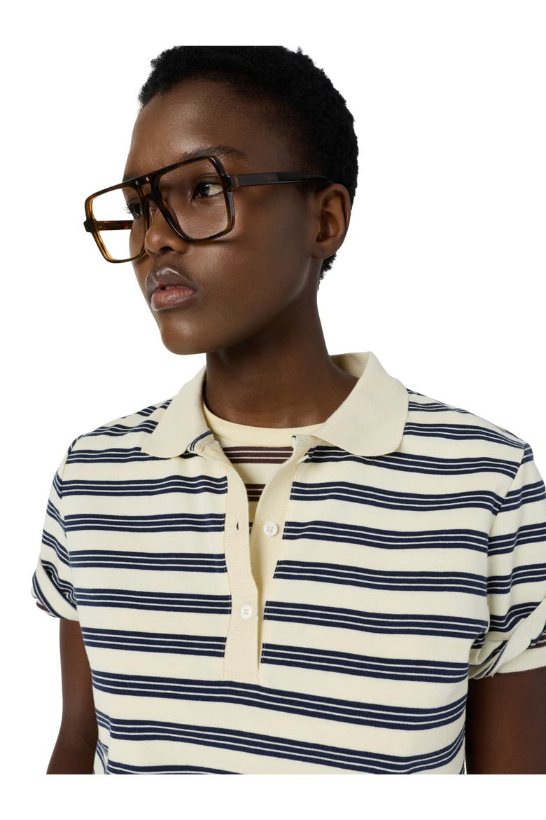 Marcie Polo Striped Shirt, Alternate, color, Navy Blue