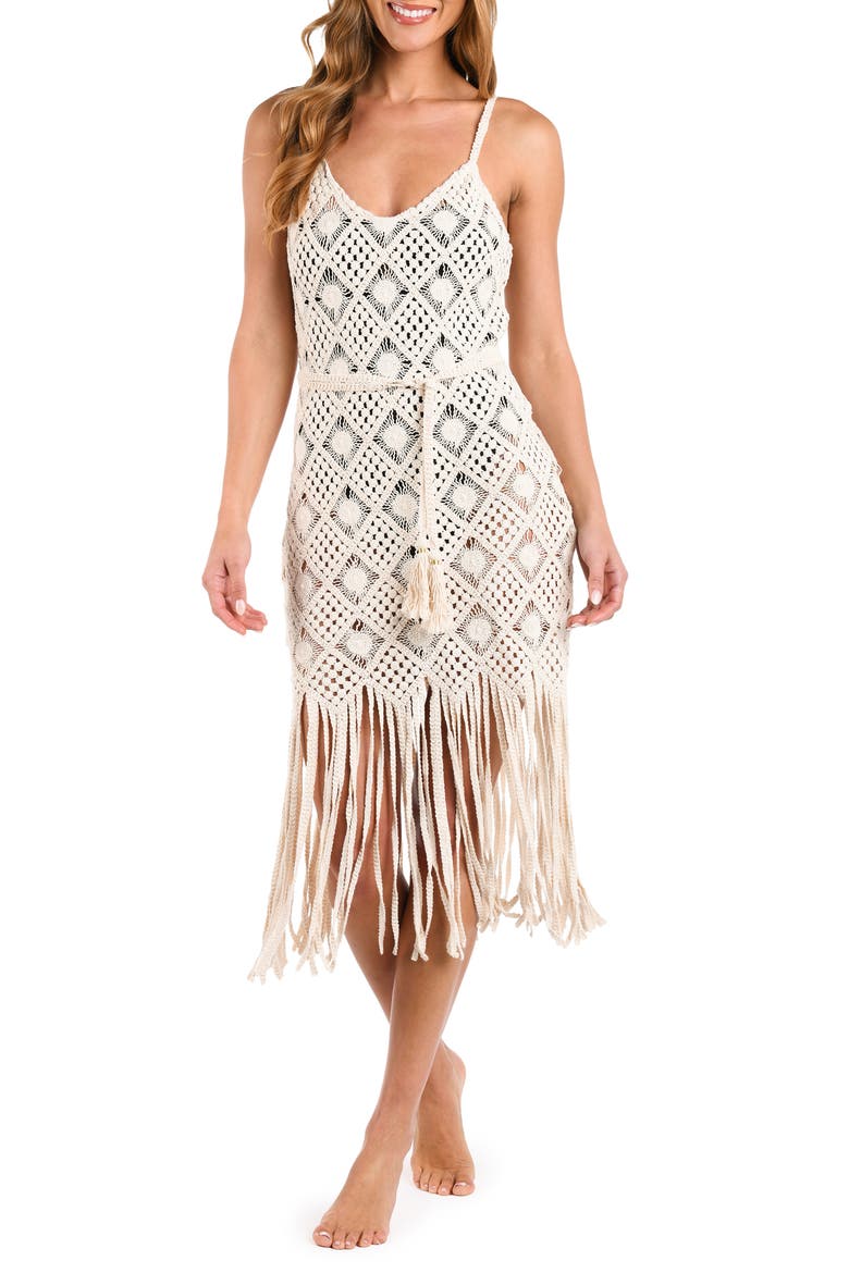 Haleigh Diamond Crocheted Cover-Up Dress, Main, color, NATURAL