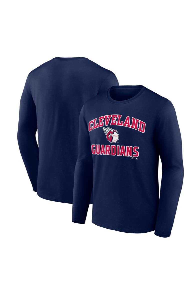 Men's Logo Athletic Navy Cleveland Guardians Heart & Soul Long Sleeve T-Shirt, Main, color, Navy