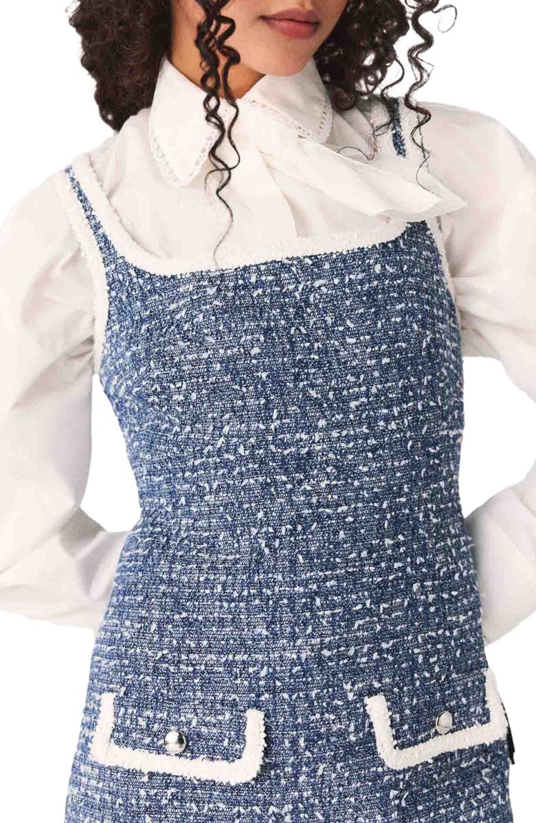 maje Short tweed dress, Alternate, color, Blue