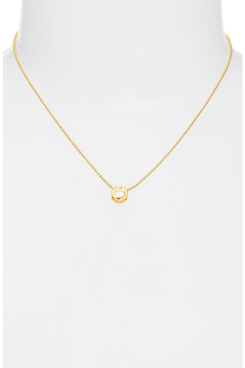 Bezel Cubic Zirconia Pendant Necklace, Alternate, color, CLEAR- GOLD