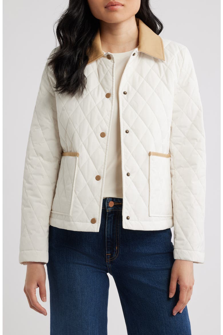 Quilted Corduroy Collar Jacket, Main, color, CREAM