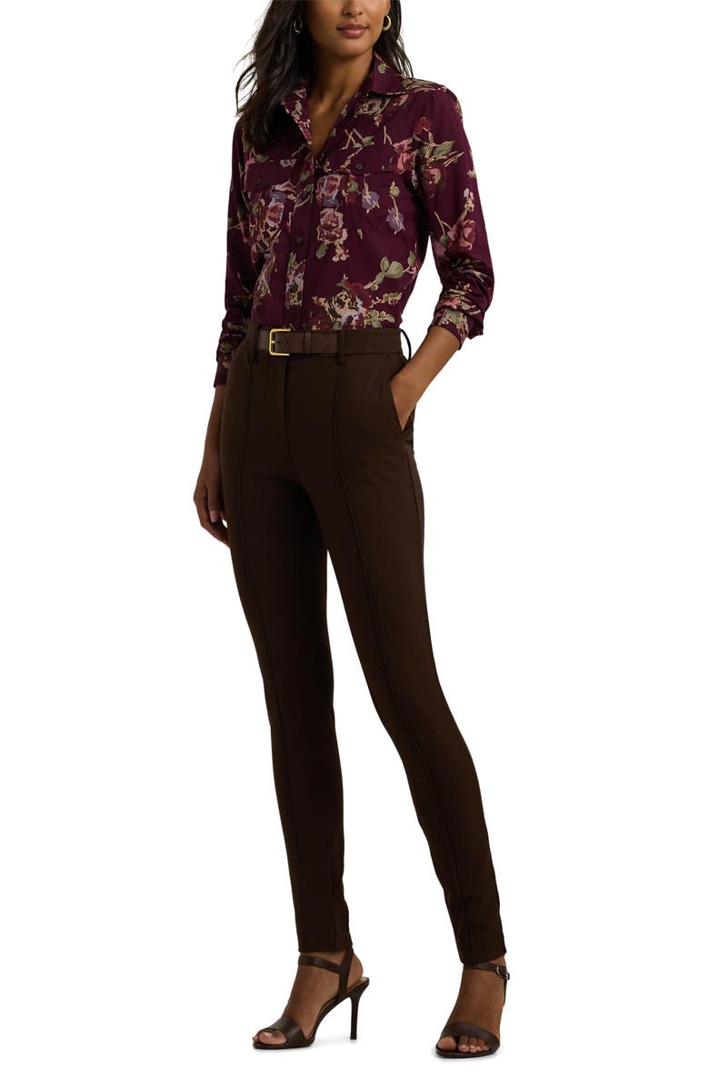 Lauren Ralph Lauren Classic Fit Floral Cotton Voile Button-Up Shirt, Alternate, color, Burgundy Multi