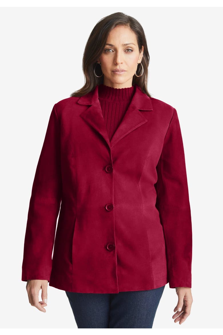 Suede Blazer, Alternate, color, DARK SAPPHIRE