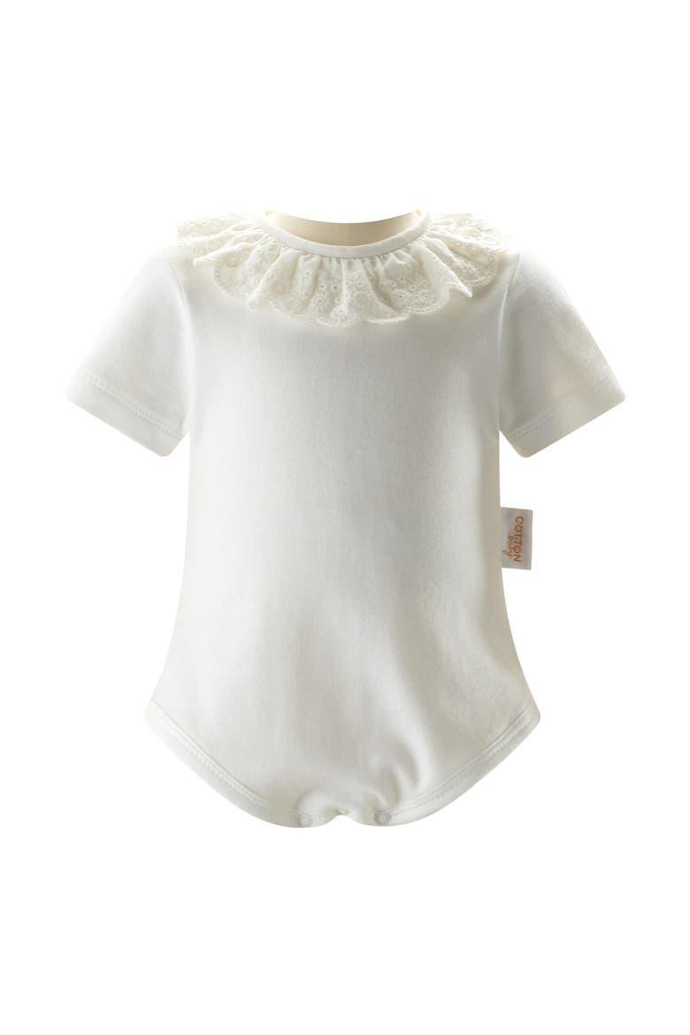 Broderie Collar Bodysuit, Main, color, White
